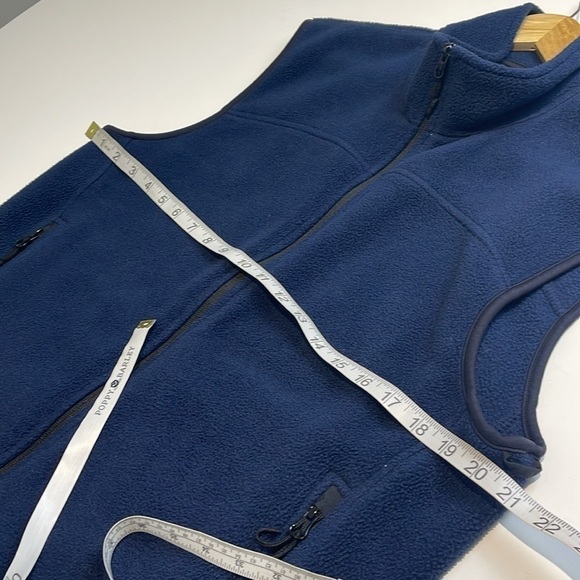 Eddie Bauer Mens Navy Blue Polartec Fleece Full Zip Vest drawstring Size Small - Picture 6 of 9